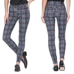 Paige hoxton ankle skinny leg jeans in black Atlantic tartan plaid size 25